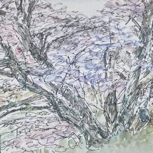 水彩画 のおすすめ作品・人気作家 植物 インテリア ペン画 原画 春 桜 水彩 癒やし 風景 天理の桜 – 春の息吹を感じる水彩スケッチ インテリア絵画 アート
