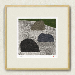 版画 のおすすめ作品・人気作家 和風 抽象 抽象画 modernart モダンアート 侘び寂び 和モダン 枯山水 額付き 額装品 枯山水 調和（A-203・50角） インテリア絵画 アート