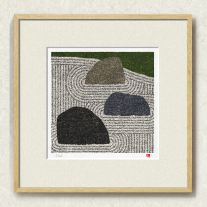 版画 のおすすめ作品・人気作家 和風 抽象 抽象画 modernart モダンアート 侘び寂び 和モダン 枯山水 額付き 額装品 枯山水 調和（A-203・50角） インテリア絵画 アート