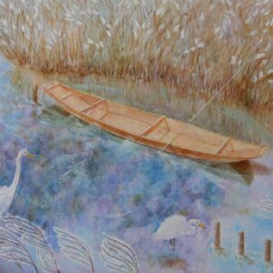 油絵 のおすすめ作品・人気作家 鳥 オギ 川 水 秋 舟 青 オギの声 インテリア絵画 アート