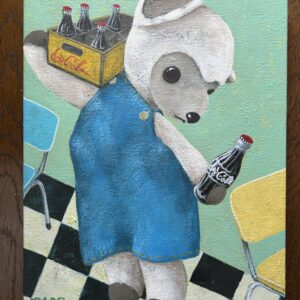 アクリル画 のおすすめ作品・人気作家 レトロ ぬいぐるみ 子山羊 お疲れ様 インテリア絵画 アート