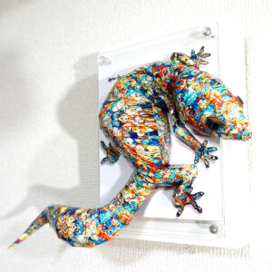 彫刻 レリーフ 立体アート のおすすめ作品・人気作家 動物 立体 contemporary コンテンポラリーアート トカゲ ポップアート 彫刻 ボタニカルなトカゲは大きくねじれる インテリア絵画 アート