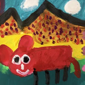 その他 イラスト レッドブルー インテリア絵画 アート