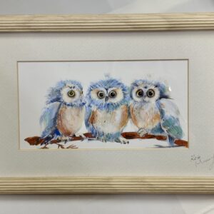 アクリル画 のおすすめ作品・人気作家 梟 三羽の梟 インテリア絵画 アート
