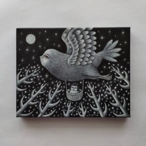 アクリル画 のおすすめ作品・人気作家 モノクロ 動物 夜 星 木 植物 自然 鳥 アクリル画 ファンタジー 月 生き物 絵画 つきよのひかり インテリア絵画 アート