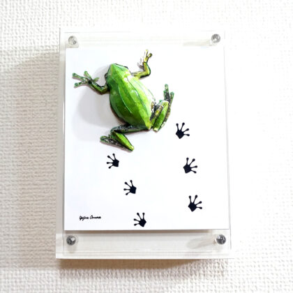 彫刻 レリーフ 立体アート のおすすめ作品・人気作家 動物 立体 contemporary カエル コンテンポラリーアート トカゲ ポップアート 彫刻 アマガエルは足跡を残す インテリア絵画 アート