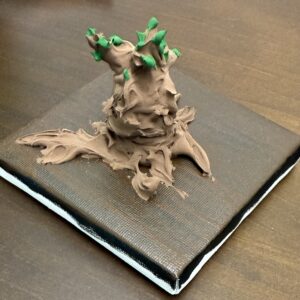 アクリル画 のおすすめ作品・人気作家 抽象画　アクリル画　ミニサイズ　テクスチャーアート 枯れ木に新緑 インテリア絵画 アート