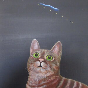 イラスト のおすすめ作品・人気作家 宇宙 猫 夜空 月 ん？スターリンク？ インテリア絵画 アート