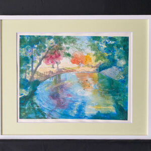 水彩画 のおすすめ作品・人気作家 水彩画 緑 グリーン ブルー 公園 水辺 水鳥 紅葉 風景画 鳥たちのロンド インテリア絵画 アート