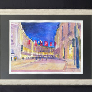 水彩画 のおすすめ作品・人気作家 水彩画 オックスフォード ブルー ロンドン 夜景 建物 観光地 風景 ロンドン・オックスフォードナイト インテリア絵画 アート