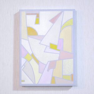 油絵 のおすすめ作品・人気作家 抽象 凹凸 幾何学 コンポジション 白 黄色 グレー ピンク クレーと夢とつづく微睡 インテリア絵画 アート