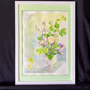 水彩画 のおすすめ作品・人気作家 水彩画 花 白い花瓶の花 インテリア絵画 アート