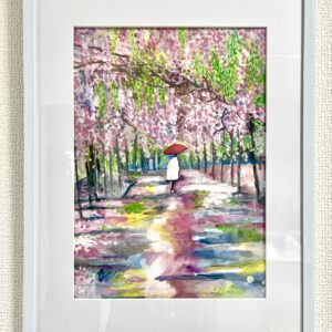 絵画 のおすすめ作品・人気作家 ピンク 雨 紫 藤 Purple haze path インテリア絵画 アート