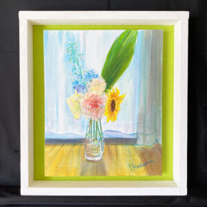 水彩画 のおすすめ作品・人気作家 水彩画 花 黄色 ひまわり ガラスの花瓶 インテリア絵画 アート