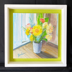 水彩画 のおすすめ作品・人気作家 水彩画 花 黄色 イエロー 窓辺 窓辺の小さな花 インテリア絵画 アート