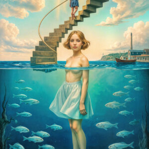 版画 のおすすめ作品・人気作家 海 魚 シュルレアリスム 少女 階段 Between Levels -20260418-a インテリア絵画 アート