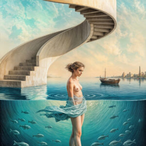 版画 のおすすめ作品・人気作家 海 魚 シュルレアリスム 少女 階段 Between Levels -20260418-b インテリア絵画 アート