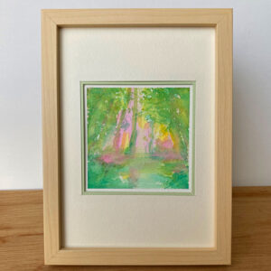水彩画 のおすすめ作品・人気作家 ピンク 水彩画 やすらぎ イエロー カラフル グリーン 森林 水面 やすらぎの森 インテリア絵画 アート