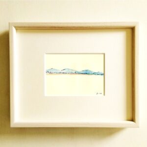 ペン画 ドローイングのおすすめ作品・人気作家 ドローイング，青，ブルー，水彩，ペン，風景，風景画 山のある景色 インテリア絵画 アート
