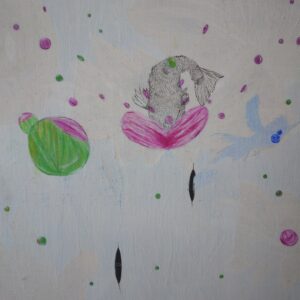 絵画 のおすすめ作品・人気作家 白 魚 アクリル画 水しぶき 睡蓮 蓮 閃き インテリア絵画 アート