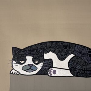 絵画 のおすすめ作品・人気作家 イラスト 猫 白 黒 架空の猫による架空のまどろみ インテリア絵画 アート