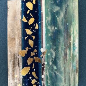 日本画 のおすすめ作品・人気作家 抽象画 緑 ゴールド 日本画 銀箔 銀色 青 泡　#2 インテリア絵画 アート