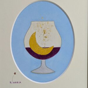 日本画 のおすすめ作品・人気作家 アートのある暮らし mineral パワーストーン ワイン 三日月 日本画 紫 鉱物 青 ワインに浮かぶ三日月 インテリア絵画 アート