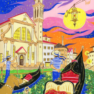 アクリル画 のおすすめ作品・人気作家 ベニス・ゴンドラ・夕景 ベネチアゴンドラの夕景 インテリア絵画 アート