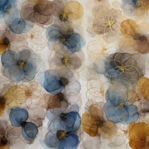 絵画 のおすすめ作品・人気作家 心のなかに咲く花 Flowers of the mind – The Flowers in Bloom Series (Brown, Blue) インテリア絵画 アート