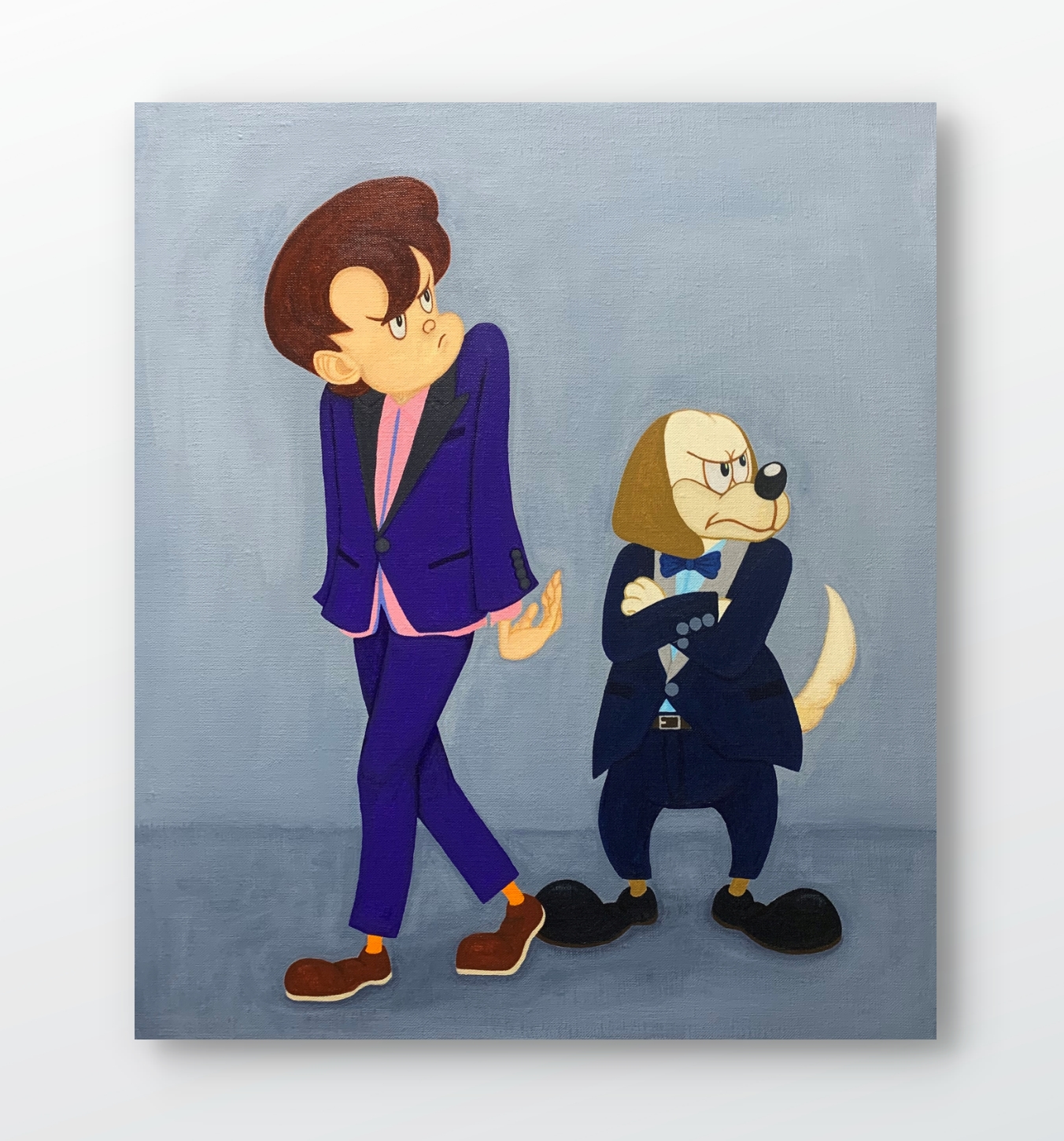 絵画 のおすすめ作品・人気作家 犬 アクリル画 インテリア キャラクター ファインアート ポップアート 犬 現代アート 紫 Let’s split インテリア絵画 アート