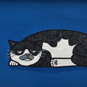 絵画 のおすすめ作品・人気作家 イラスト 猫 白 黒 青い部屋に猫を置くということ インテリア絵画 アート