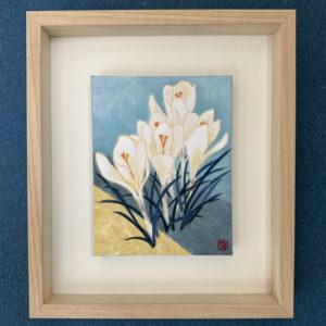 日本画 のおすすめ作品・人気作家 白 花 クロッカス 日本画 春 早春 3 インテリア絵画 アート