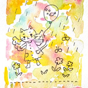 イラスト のおすすめ作品・人気作家 イラスト 水彩画 猫 天使 猫の天使 インテリア絵画 アート