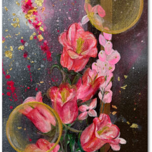 アクリル画 のおすすめ作品・人気作家 イラスト ピンク 抽象 抽象画 自然 花 赤 黒 blue Nature 絵 絵画 青 華-02 インテリア絵画 アート