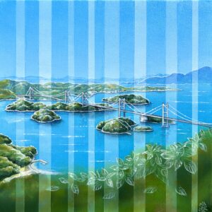 油絵 のおすすめ作品・人気作家 油彩　風景　愛媛　瀬戸内海　しまなみ海道 しまなみ海道 -来島海峡大橋- インテリア絵画 アート