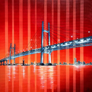 油絵 のおすすめ作品・人気作家 油彩ベイブリッジ横浜海風景 Baybridge -Blazing- インテリア絵画 アート