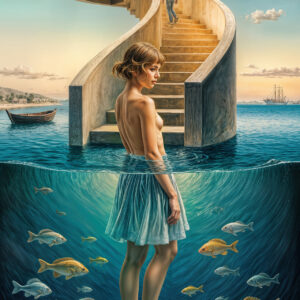 版画 のおすすめ作品・人気作家 海 魚 シュルレアリスム 少女 階段 Between Levels -20260418-m インテリア絵画 アート