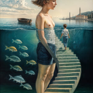 版画 のおすすめ作品・人気作家 海 魚 シュルレアリスム 少女 階段 Between Levels -20260418-n インテリア絵画 アート