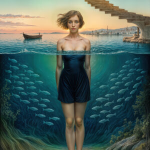版画 のおすすめ作品・人気作家 海 魚 シュルレアリスム 少女 階段 Between Levels -20260418-o インテリア絵画 アート