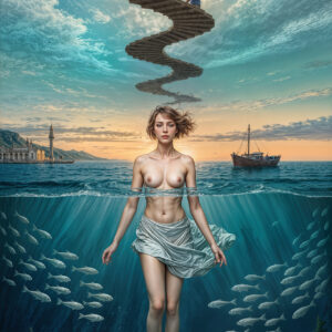版画 のおすすめ作品・人気作家 海 魚 シュルレアリスム 少女 階段 Between Levels -20260418-p インテリア絵画 アート