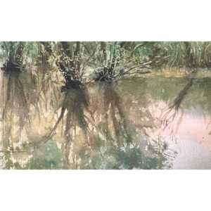 水彩画 のおすすめ作品・人気作家 水彩画 水彩 池 風景 三宝寺池 インテリア絵画 アート