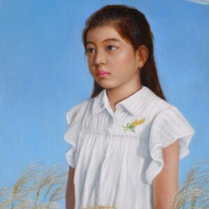 油絵 のおすすめ作品・人気作家 肖像画女性娘油彩画 飛行機雲 インテリア絵画 アート