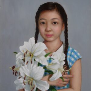 油絵 のおすすめ作品・人気作家 肖像画女性娘花油彩画 カサブランカ インテリア絵画 アート