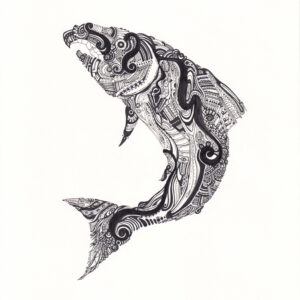 手描きイラスト のおすすめ作品・人気作家 イラスト 魚 手描き 鮭 鮭 インテリア絵画 アート