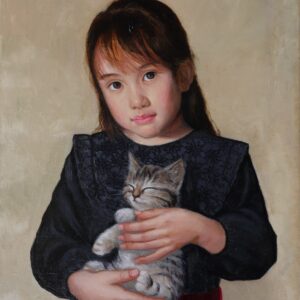 油絵 のおすすめ作品・人気作家 肖像画女性娘花油彩画 小さな友だち インテリア絵画 アート