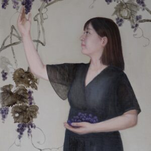 油絵 のおすすめ作品・人気作家 肖像画女性娘花果物ぶどう油彩画 ぶどうを摘む インテリア絵画 アート
