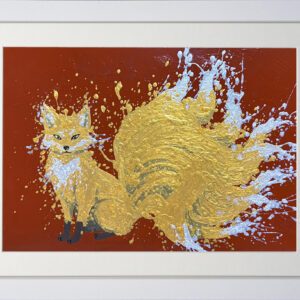 アクリル画 のおすすめ作品・人気作家 動物 赤 ゴールド ポップアート 狐 神獣 九尾 インテリア絵画 アート