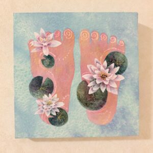日本画 のおすすめ作品・人気作家 ピンク かわいい 夏 睡蓮 足跡 足跡に咲く インテリア絵画 アート