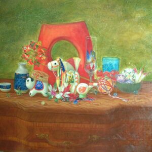 油絵 のおすすめ作品・人気作家 静物画和民芸品油彩画花瓶 赤い花瓶 インテリア絵画 アート