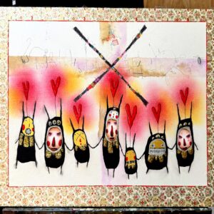 油絵 のおすすめ作品・人気作家 悪魔　小悪魔　生きものたち　アート　ART 和装　不思議 7匹の『井森』 インテリア絵画 アート